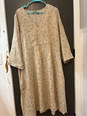 Cottage core delight meets Gudrun Lagenlook! Tan Linen Tunic Dress FIRM Price :)